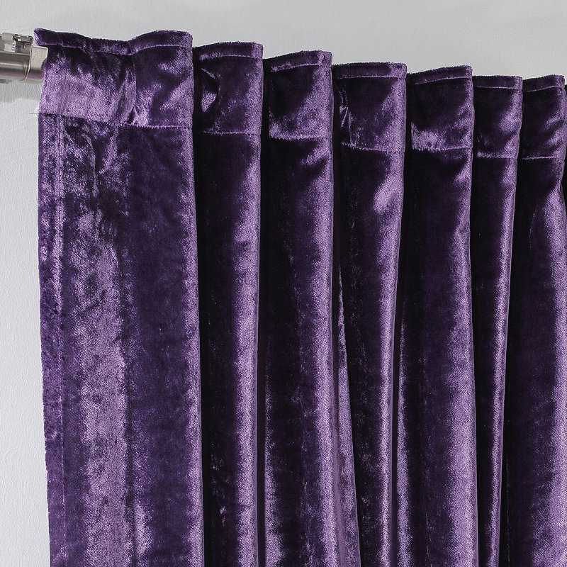 Blackout Thermal with Liner Extra Long & Extra Wide Shiny Velvet Decorative Curtain Panel, 140cm Width x 400cm Drop, Purple