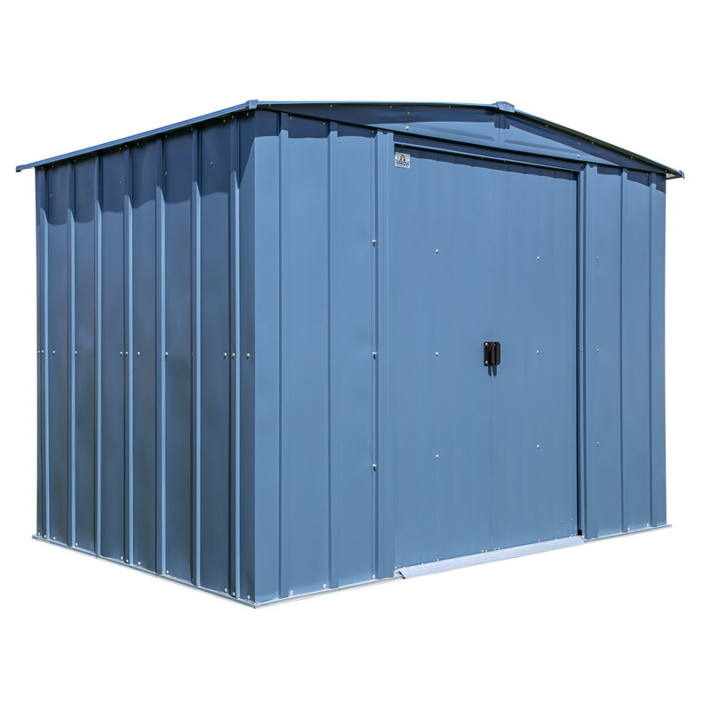 8 ft x 6 ft Blue Grey Galvanized Steel Storage Shed