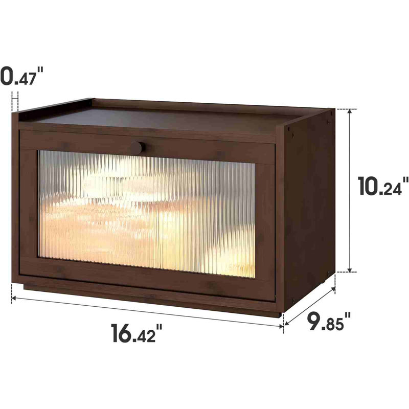 Grande boîte à pain pour comptoir de cuisine, contenant à pain en bambou avec porte transparente en acrylique ondulé, boîte à pain en bois de bambou pour votre maison (brun)