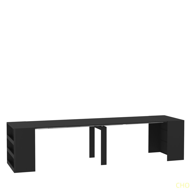 Table de salle à manger extensible pliable pour 1 à 10 personnes, console multifonctionnelle en bois extensible, Noir
