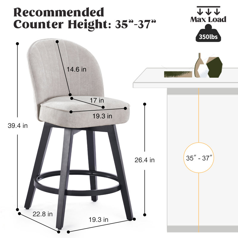 Tabouret de bar rotatif 26,4 po Letecia, Beige
