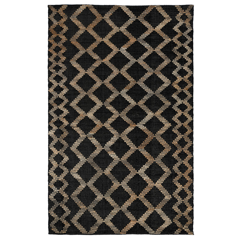 Geometric Area Rug in Black/Natural, Rectangle 5 'x 8'