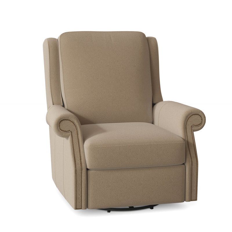 Barcelo Recliner, Aspen Lenado Brown Genuine Leather, Manual Recline w/Inside Release, French Natural