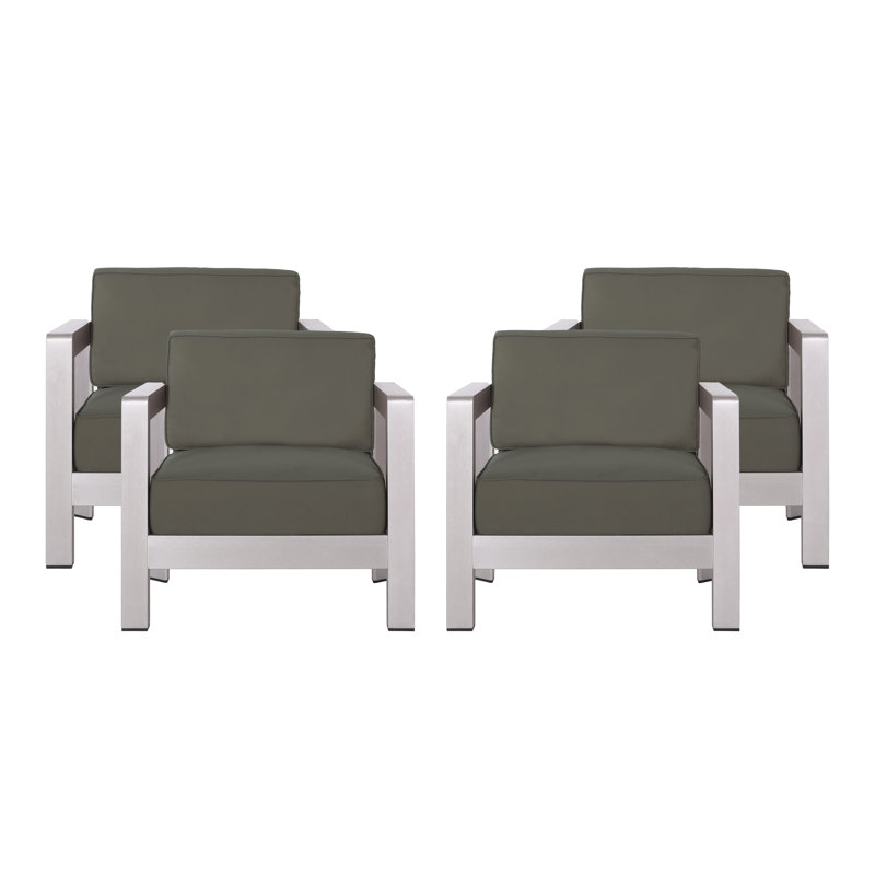 Chaise de patio avec coussins Clegg, Kaki