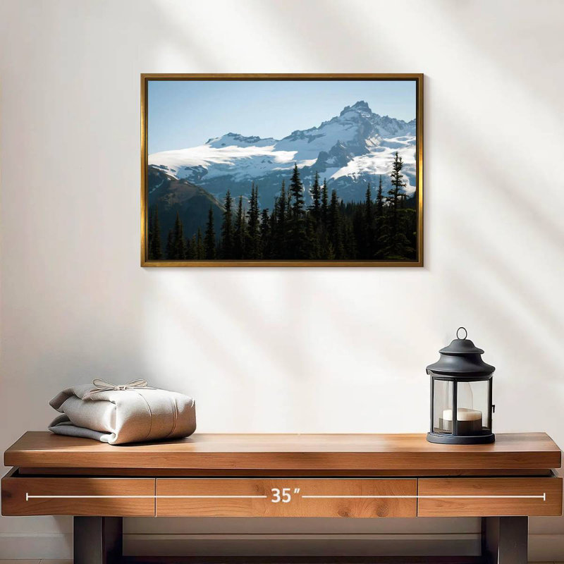 Mont Rainier, Cadre flottant doré, 19 po x 13 po