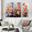 «Lilies Représentation multicolore acrylique III», 3 pièces sur toile-1405953306-1405953304