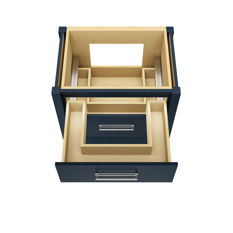 Kiawah Two-Drawer Single Bath Vanity, Hague Blue, Polished Chrome, 30"