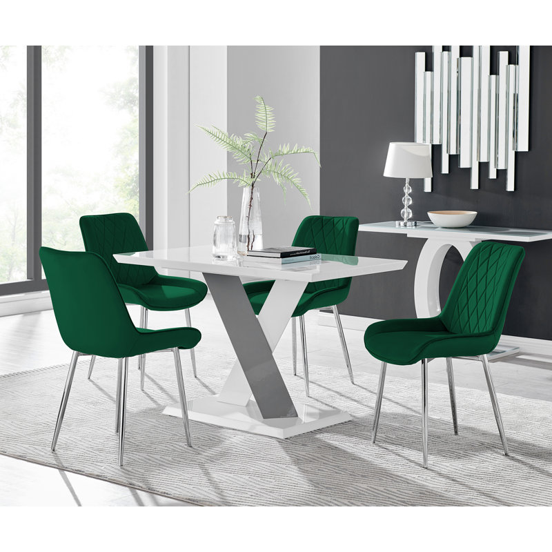 Eubanks 5 - Piece Dining Set, Green/Silver