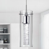 Luminaire suspendu cylindrique à 1 lumière DEL avec accents de cristal Alterma
