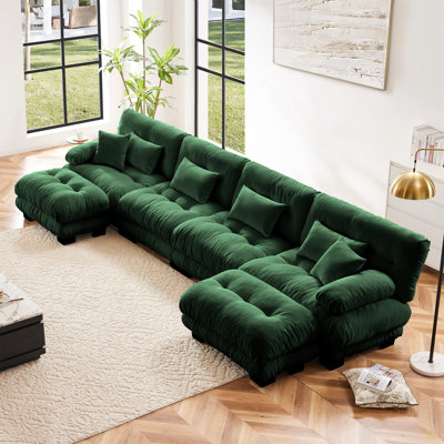 Canapé modulaire à combinaison libre, canapé en forme de U pour le salon, canapé confortable à 4 places avec 2 repose-pieds, chenille