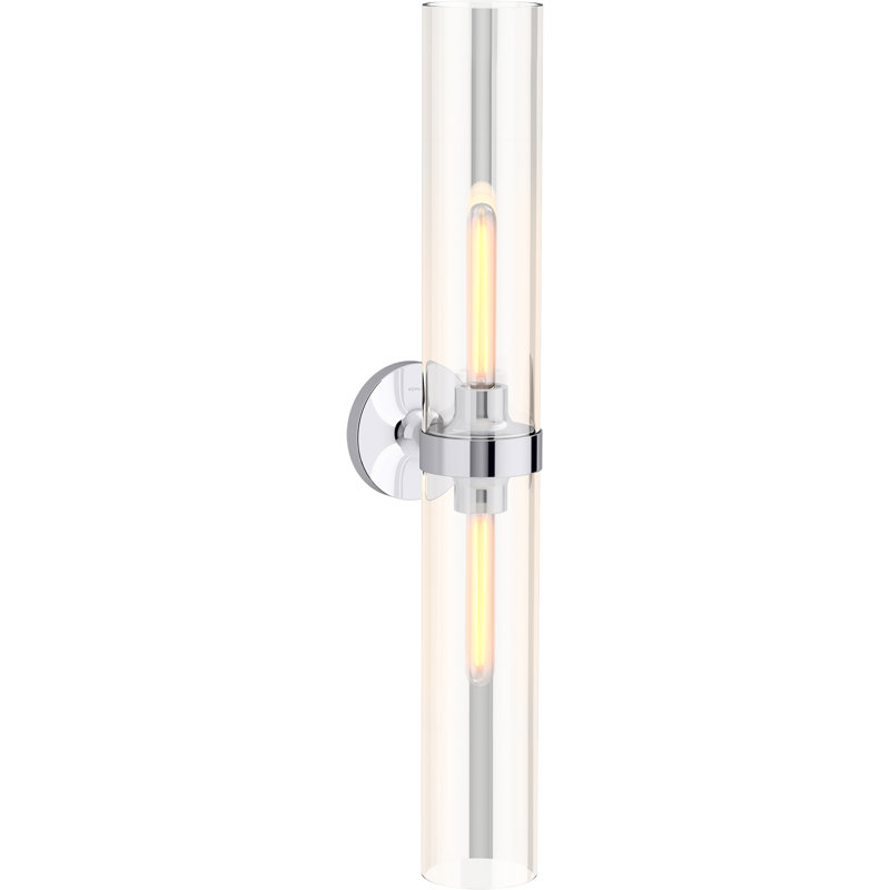 Purist 2 Light Indoor Bathroom Vanity Light Fixture, UL Listed, Polished Chrome, 29.3125" H x 4.75" W x 6.875" D