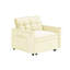 Lit convertible, blanc crème, revêtement en velours, dossier réglable, chaise de lit moderne pour bureau personnel, 1 siège, velours, structure en bois d'eucalyptus, espace de vie principal-1292627612