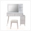 Ensemble de coiffeuse à maquillage moderne avec lumières DEL, miroir et coiffeuse à 4 tiroirs, conception peu encombrante pour la chambre à coucher