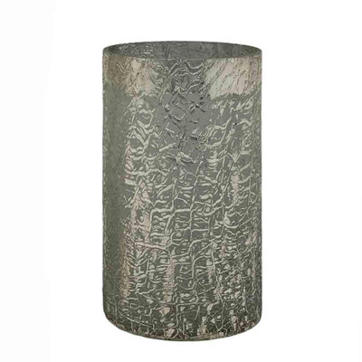 Ouragan en verre avec texture craquelée et gravée - 5 po de diamètre x 8,8 po - Argent