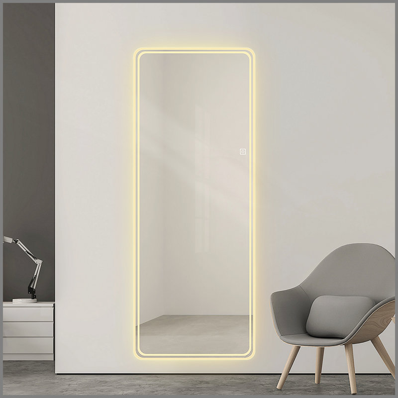 65"x24" Full Length Floor Mirror LED Whole Body Mirror, Wall Mounted Mirror with Lights, Bedroom Full Size Body Mirror with Dimming & 3 Color Modes