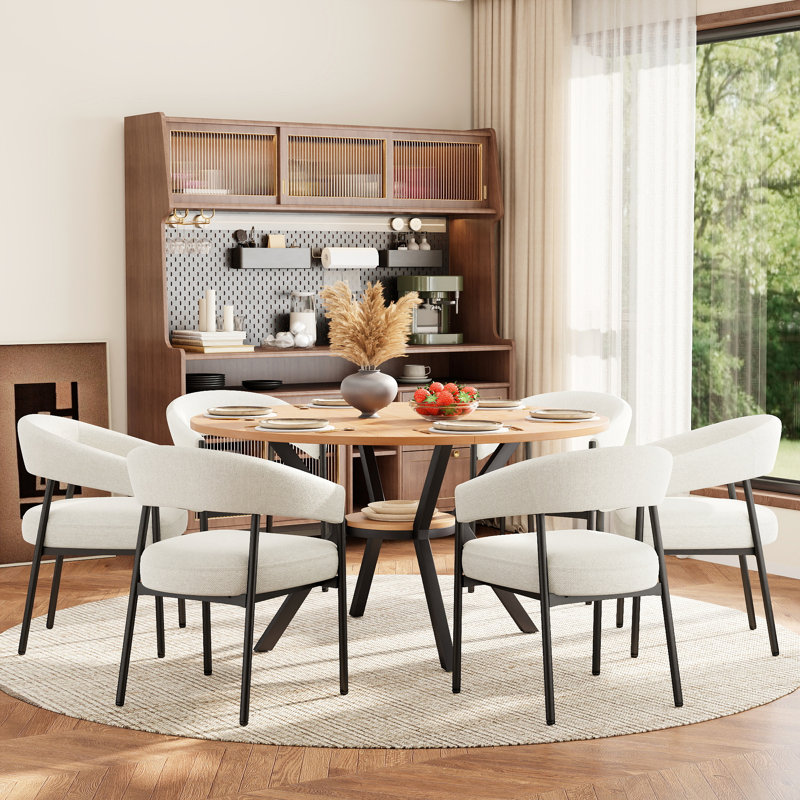 Ensemble de table de salle à manger moderne avec chaises rembourrées en chenille