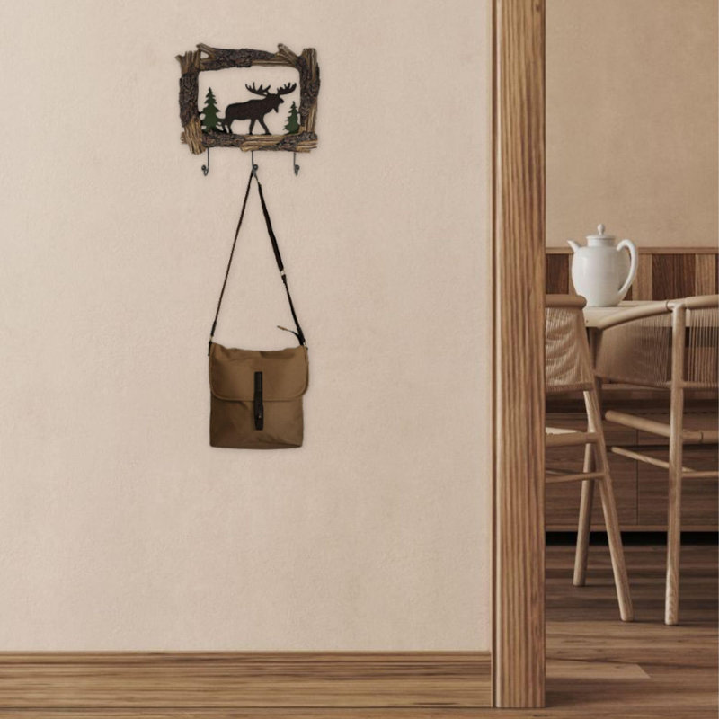 Rustic Moose Coat Rack with Log Accents