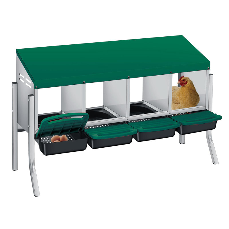 Boîte de nidification en métal avec plateau coulissant amovible, 27.6" H x 41.7" W x 13.5" D, Vert