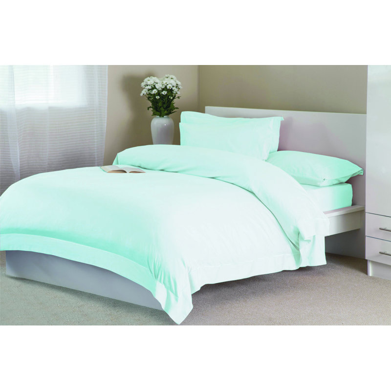 Plain Dye 400 TC Egyptian-Quality Cotton Cotton Solid Colour Duvet Cover, Duck Egg, King  Duvet Cover
