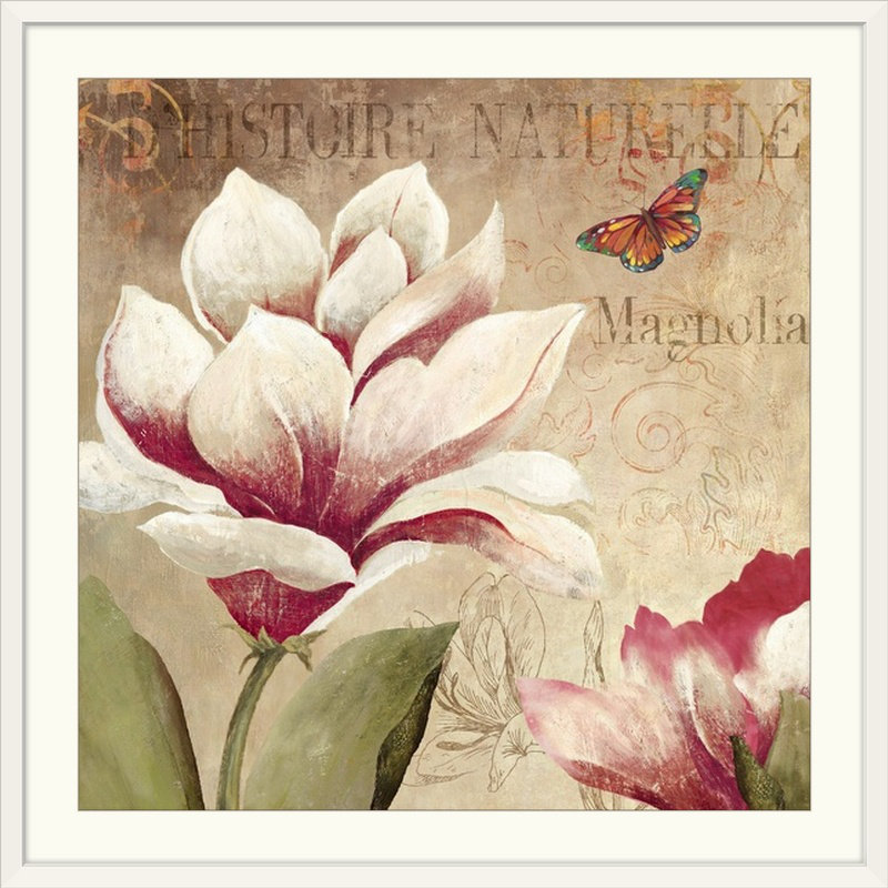 «Magnolia» par Munden, reproduction d'art, Cadre blanc, H 20" x l 20" x P 1"