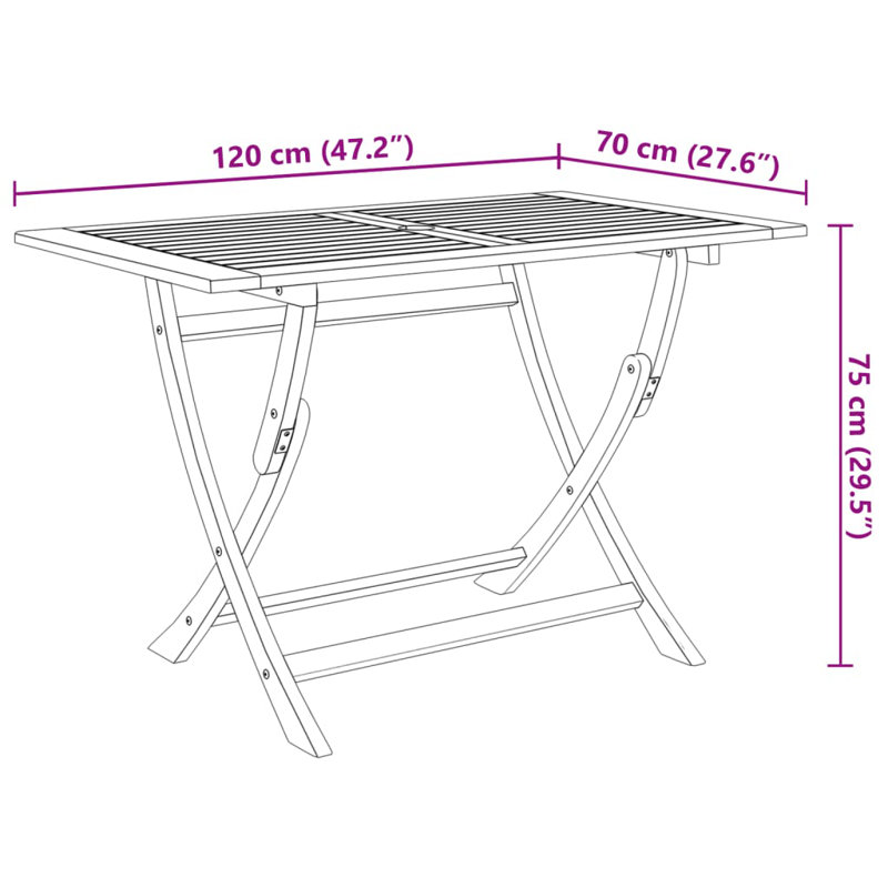 Rectangular Acacia Outdoor Folding Coffee Table