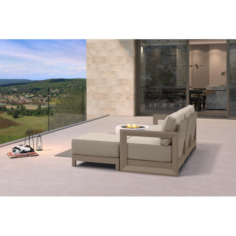 PURPLE LEAF Patio Furniture Set With 9.6" Thick Cushion And Soft Pillows Outdoor Sectional Sofas Modern Outdoor Conversation Sets For Yard Porch Deck, Khaki