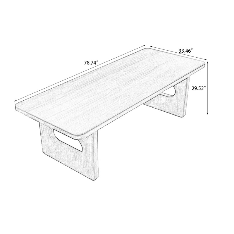 Table de salle à manger rectangulaire, H 29,53 po x L 78,74 po x l 33,46 po
