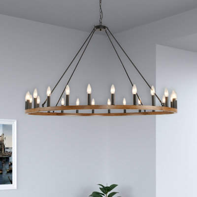 Shelbea 24 - Light Wagon Wheel Chandelier