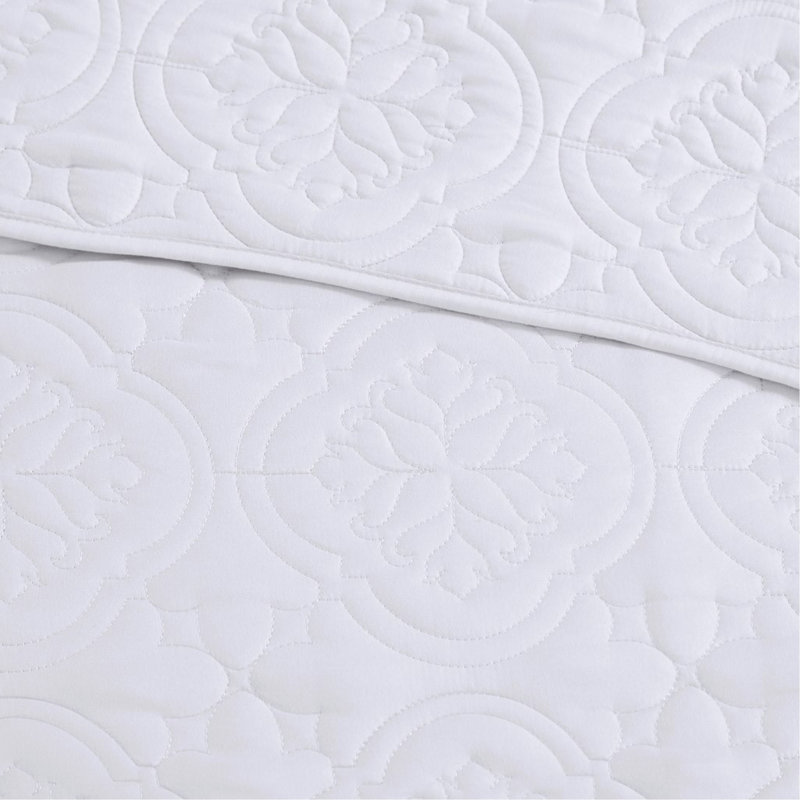 Ensemble de couvre-lit réversible 3 pièces avec surpiquage médaillon, double / grand surdimensionné, hypoallergénique et lavable à la machine