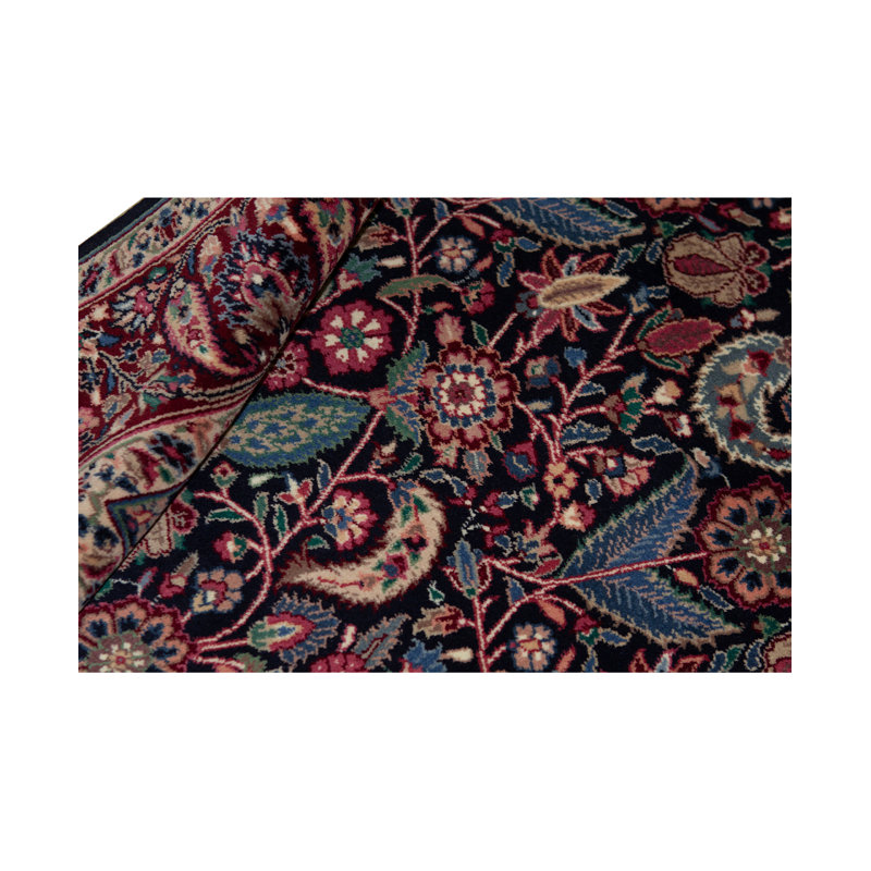 Tapis bleu marine et vin de haute qualité noué à la main