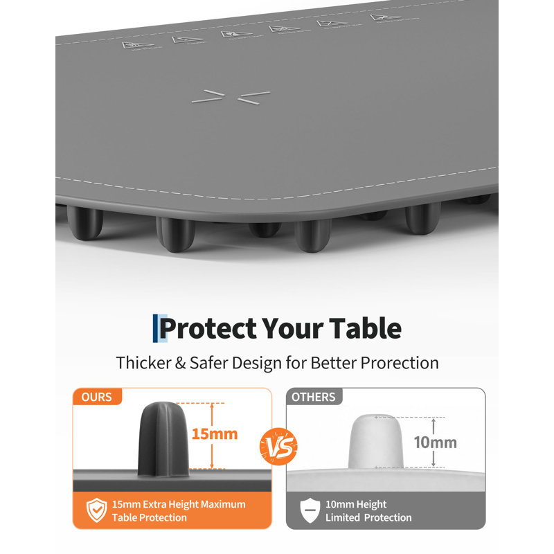 Tapis chauffant électrique en silicone, réchauffeur de buffet à roulettes avec contrôle de la température, Gris foncé