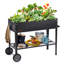 Lit de jardin surélevé noir, bac à fleurs en métal galvanisé de 42,5 po x 19,5 po x 31,5 po (31,97 lb), surélevé avec des pieds (2 roues) - idéal pour la cour / jardin / patio / balcon, acier inoxydable de 0,8 mm, trous de bonde supplémentaires , Comprend les étiquettes / gants / outils / sac