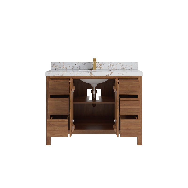 Teck Elizabeth X P 22 po De salle de bain Marbre de Carrare, Brun Viola