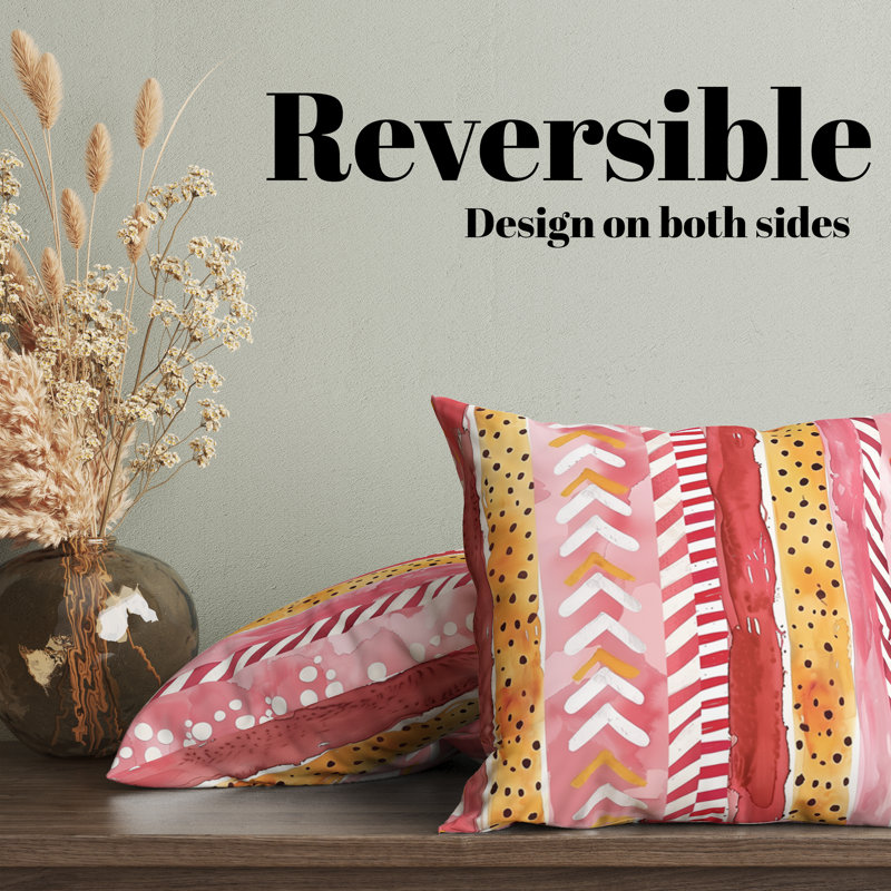 Striped Reversible Pillow Cover, 18"H x 18"W