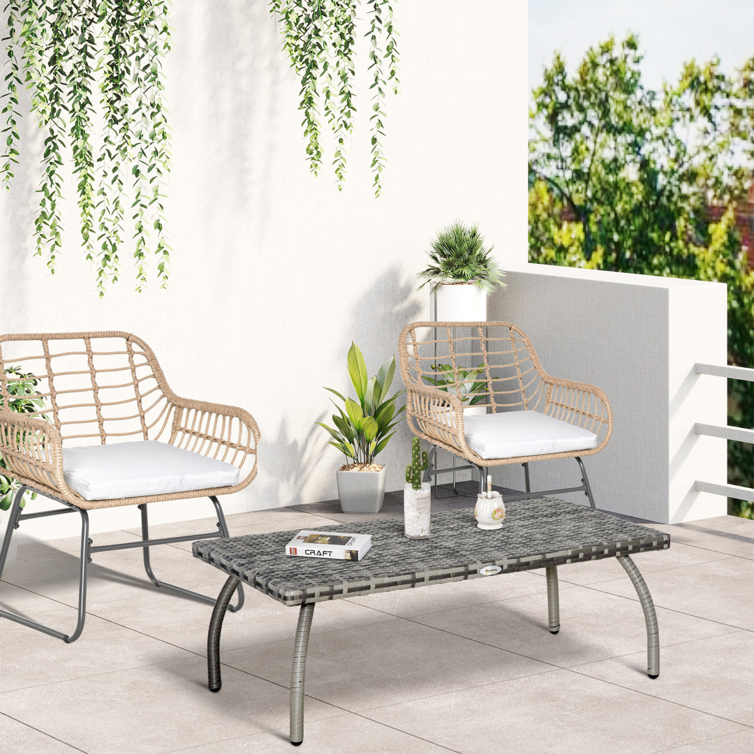 Clivden Rectangular Metal Folding Outdoor Coffee Table , 90cm cm W 50cm cm D