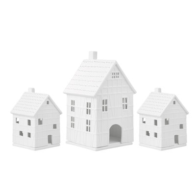 Porcelain Village House Set - Half Timbered Houses - 3 Pieces