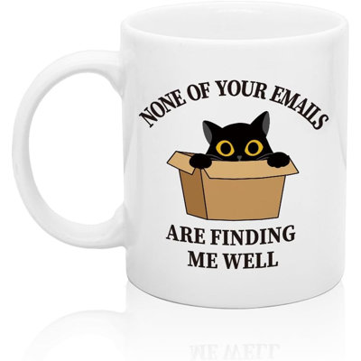 Aucun de vos courriels ne me trouve bien Tasse à café amusante, cadeaux de bureau de sarcasme pour l'ami de chef de bureau de Collègue, tasse de café humoristique de bureau drôle pour le travail de coworker Bestie amoureux de chat