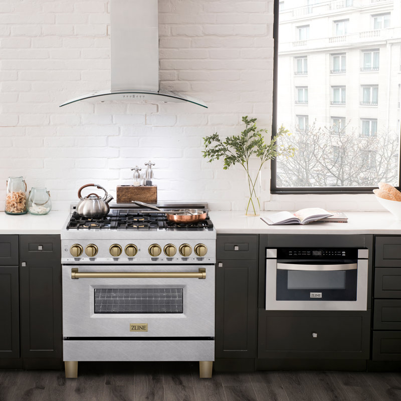 ZLINE Autograph 36" Legacy Dual Fuel Range, Champagne Bronze Satin Stainless Steel