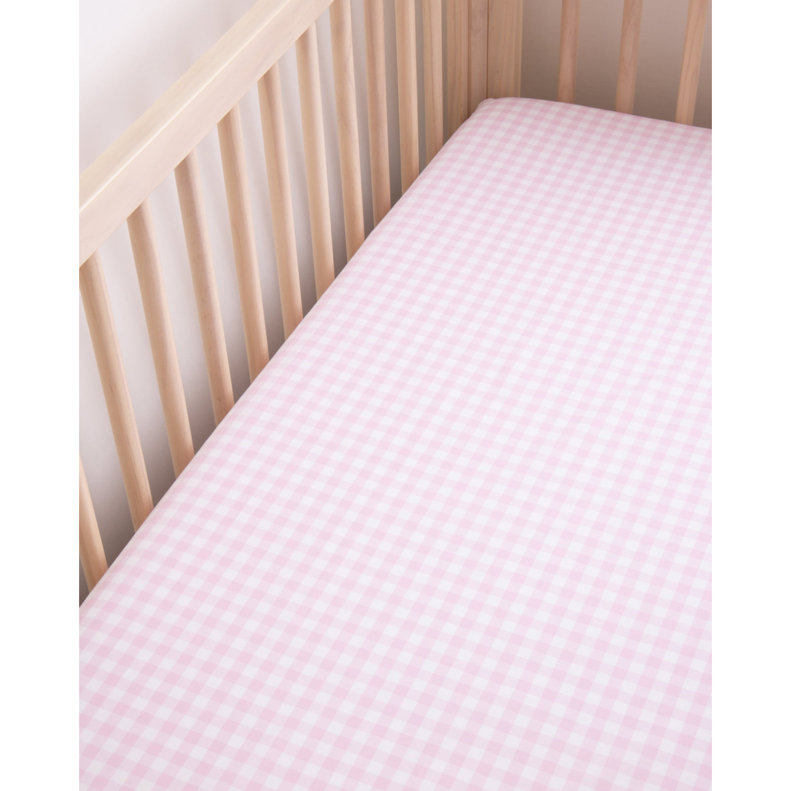 Gingham Cotton Sheet Set, Twin Sheet Set with 2 Pillowcases, Pink Gingham