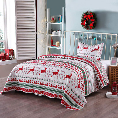 Christmas Snowflake Rustic Striped Quilt