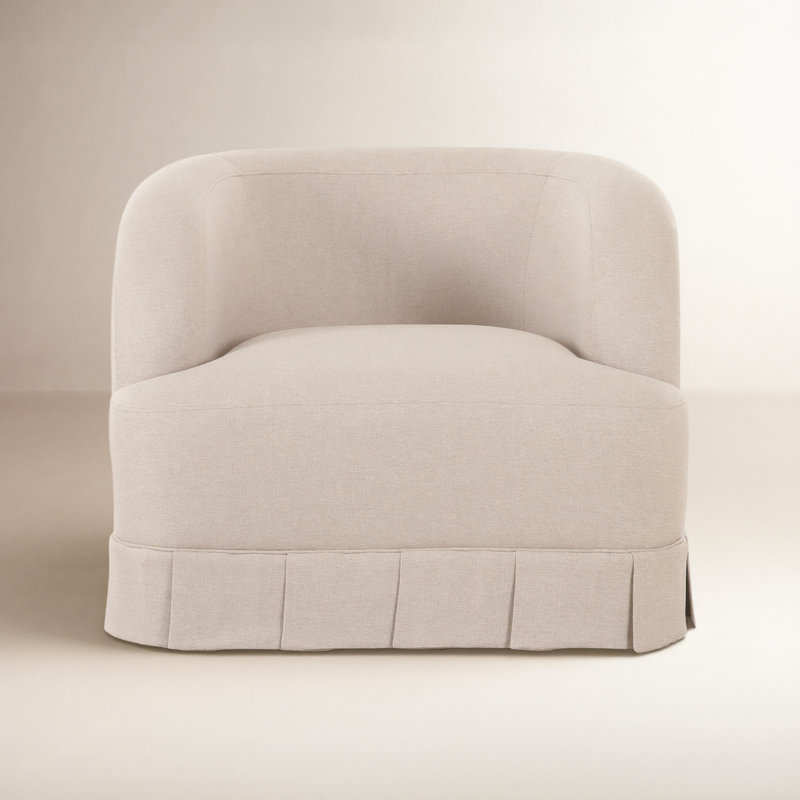 Milo Swivel Chair, Beige Polyester