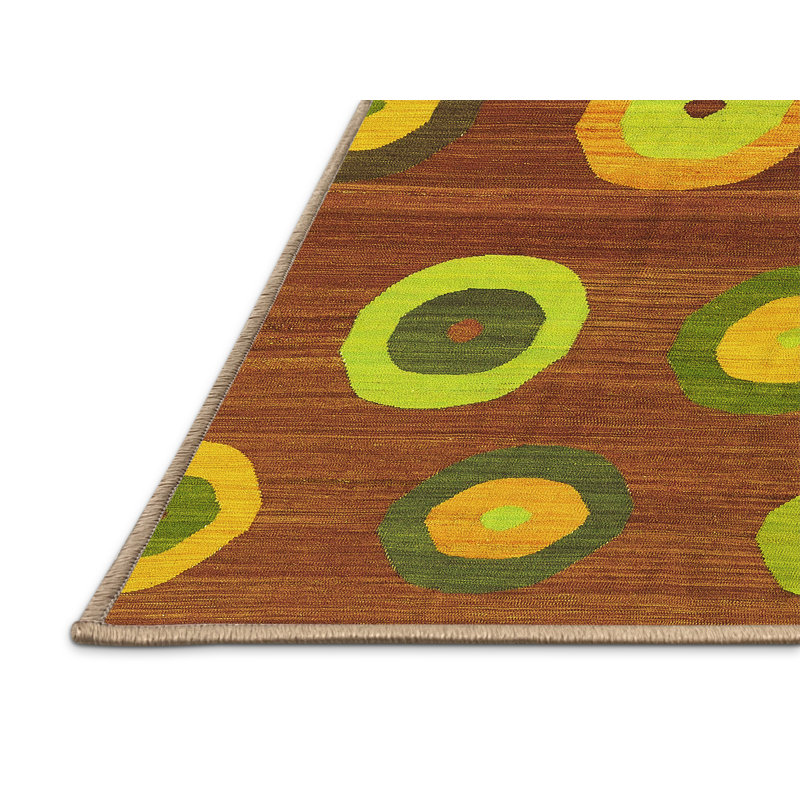 Tapis contemporains jaunes lavables à la machine 2783, Rectangle 6 pi x 9 pi