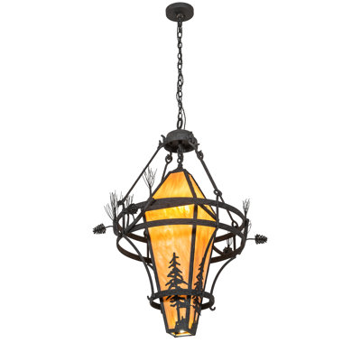 Rustic Lodge 4 - Light Black Cracked Ice Unique/Statement Pendant