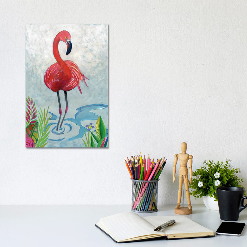 Vivid Flamingo II - Wrapped Canvas Painting, 20.32 cm H x 30.48 cm W