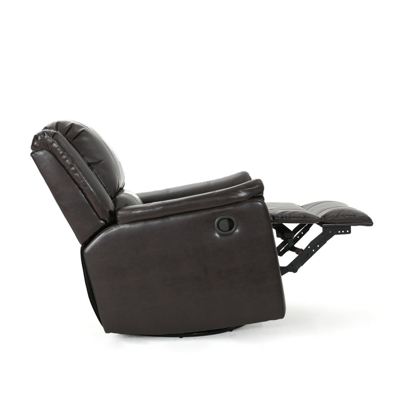 Themba Swivel Recliner, Dark Brown Faux Leather