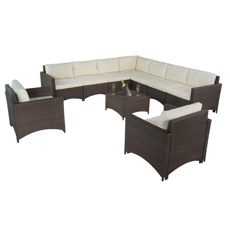 Ensemble de conversation modulaire avec coussins 10 pièces Brownley