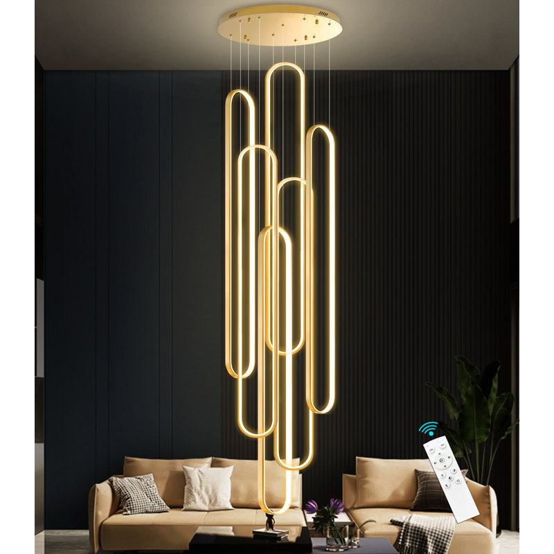 Lustre linéaire à 6 lumières DEL à intensité variable, Doré, H 138 po x l 23,6 po x P 23,6 po, 234 W