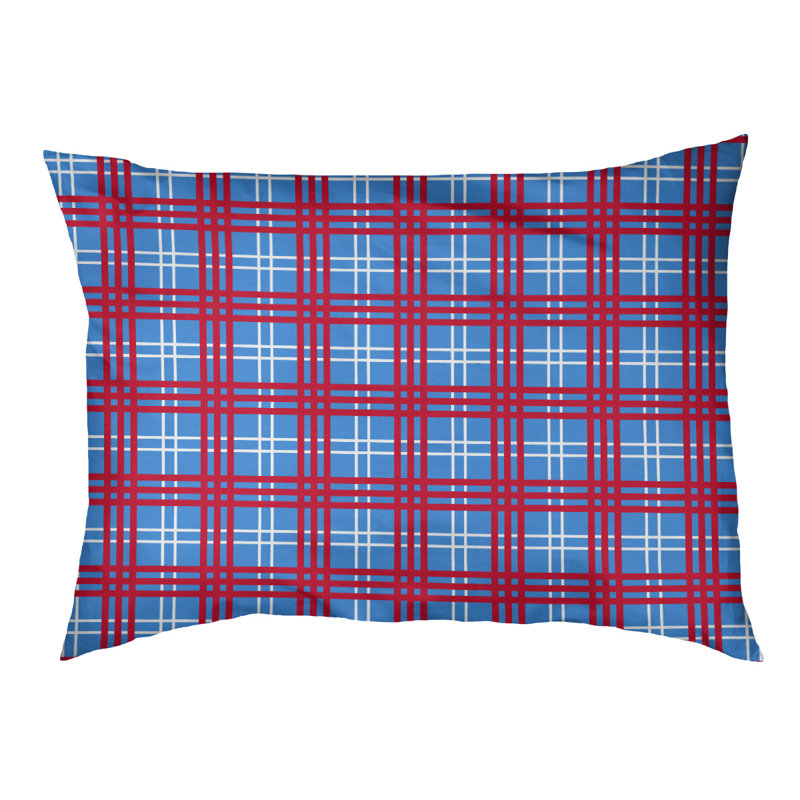Coussin de luxe d’extérieur Houston football, Petit (l 28 po x P 18 po x P 4 po), Bleu clair / blanc / rouge