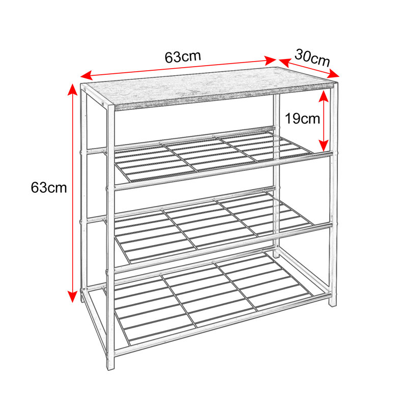 9 Pair Shoe Rack, Black/Brown