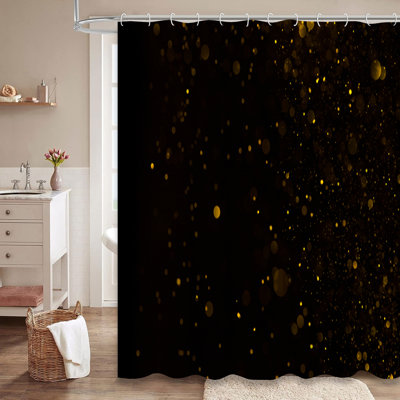Rideau de douche Dark Bling Luxury Abstract Night Celebration avec 12 crochets